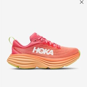 Brand new Hoka Bondi 8 Coral/Papaya